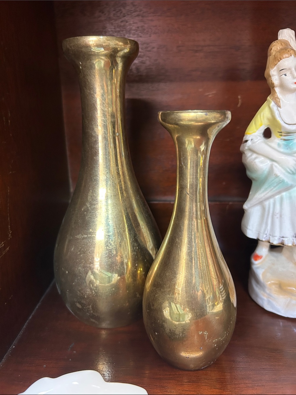 Vintage 6” & 8” Pair of Brass Bud Vases